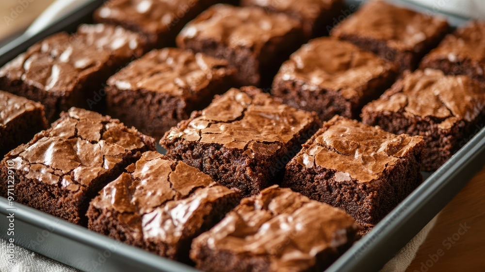 A close-up of freshly baked brownies. Perfect for food blogs, articles, or recipe websites. A close-up of freshly baked brownies. Perfect for food blogs, articles, or recipe websites.