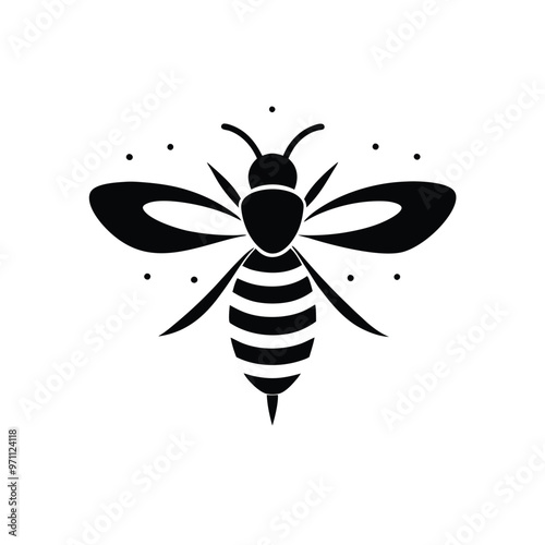 Trendy Silhouette of Honey bee Vector Logo Icon Design