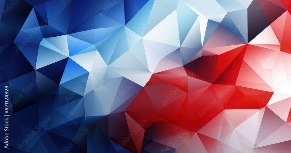 A vibrant abstract geometric design featuring shades of blue, white, and red, ideal for backgrounds or digital art. A vibrant abstract geometric design featuring shades of blue, white, and red, ideal for backgrounds or digital art.