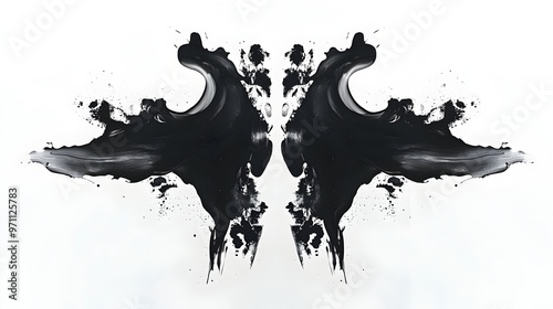 Captivating Symmetrical Ink Blot Rorschach Inspired Abstract Digital Painting