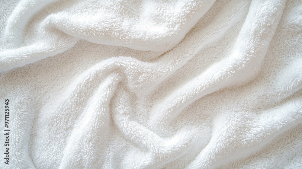 Close-Up of White Plush Towel Texture with Fluffy Folds, Spa and Beauty Salon Concept. AI generated illustration Close-Up of White Plush Towel Texture with Fluffy Folds, Spa and Beauty Salon Concept. AI generated illustration