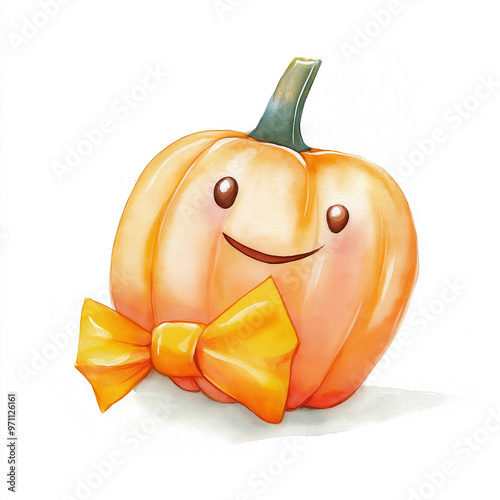 Cartoon cute watercolor illustration of a Halloween. photo