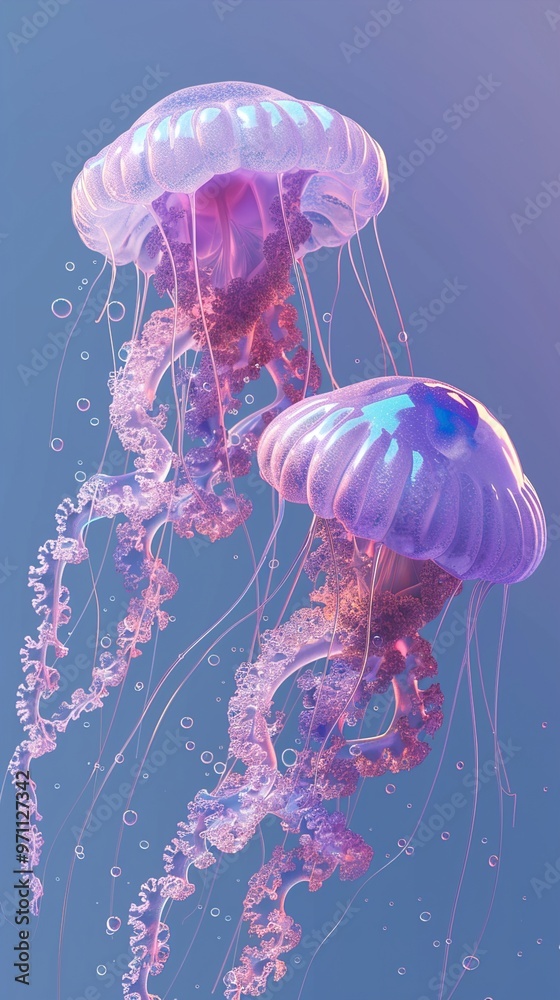 Stunning Pink and Purple Jellyfish in the Ocean Stunning Pink and Purple Jellyfish in the Ocean