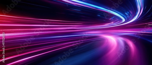 A vibrant abstract image showcasing dynamic light trails in shades of pink, blue, and purple, evoking speed and energy.
