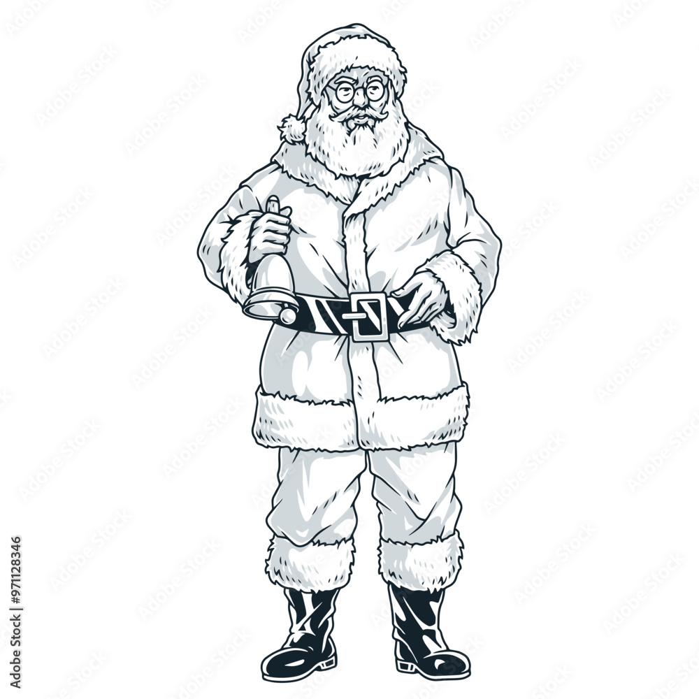 Obraz premium Santa Claus vintage label monochrome