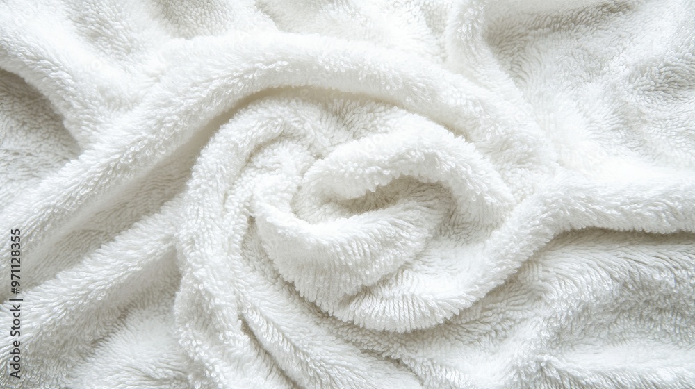 Close-Up of White Plush Towel Texture with Fluffy Folds, Spa and Beauty Salon Concept. AI generated illustration Close-Up of White Plush Towel Texture with Fluffy Folds, Spa and Beauty Salon Concept. AI generated illustration