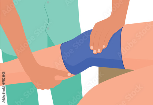 Physiotherapy visit, The patient is undergoing orthopedic rehabilitation with a physiotherapist. Physiotherapy