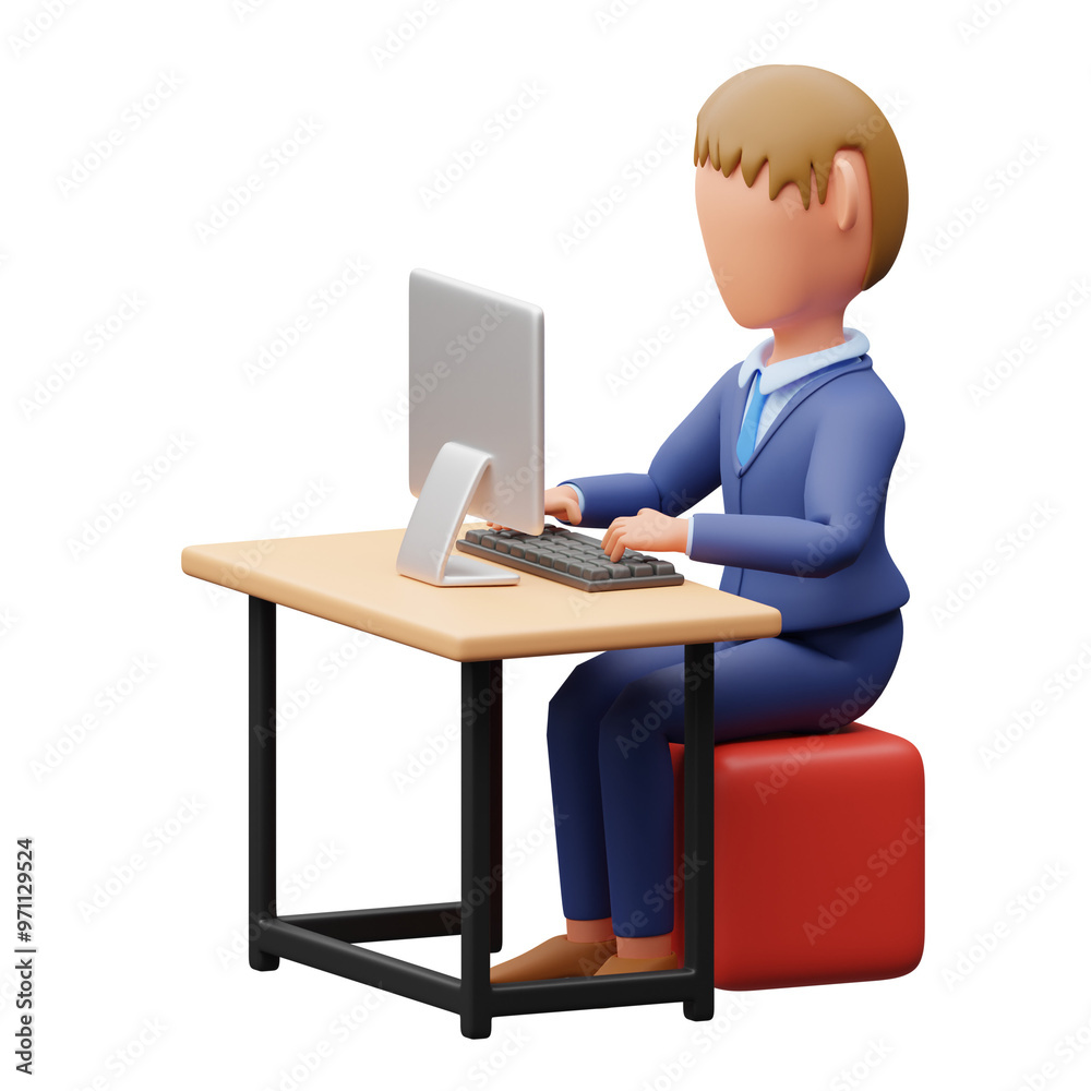 Businessman Working On Laptop 3d illustration Businessman Working On Laptop 3d illustration