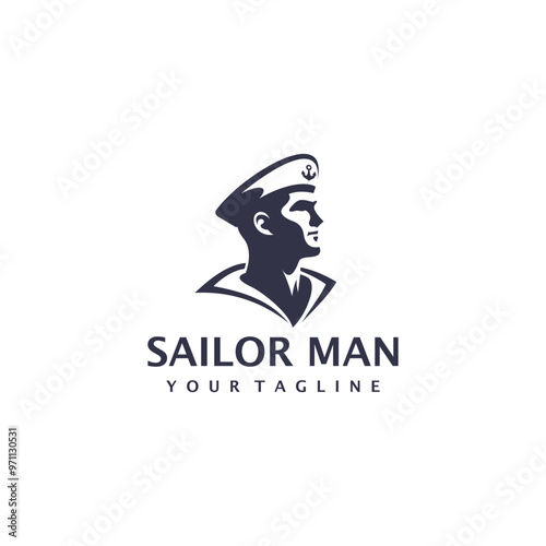 sailor man logo vector illustration with ink drawing style