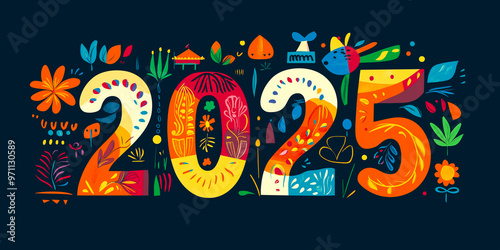 A colorful vector illustration of the numbers 