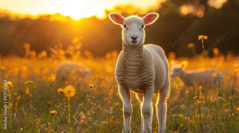 A Lamb in the Golden Light of Sunset A Lamb in the Golden Light of Sunset