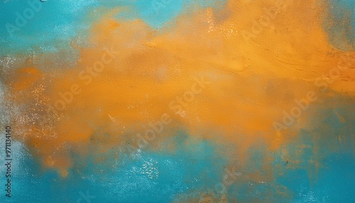 colorful vibrant aged horizontal background with medium turquoise pastel orange and royal blue color photo