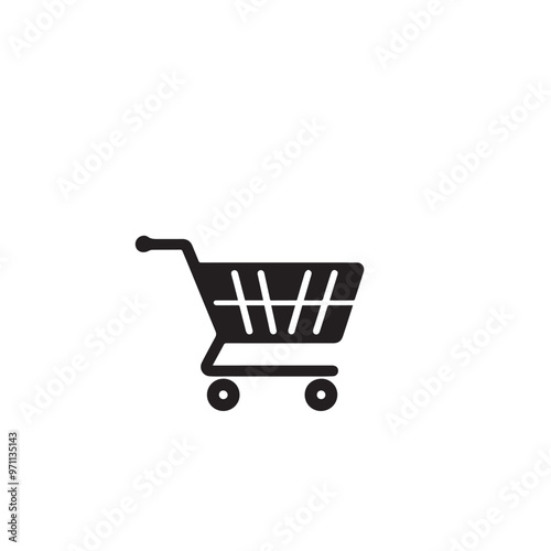 Shopping cart silhouette. Shopping trolley vector design. Shopping cart vector illustration isolated on white. background.