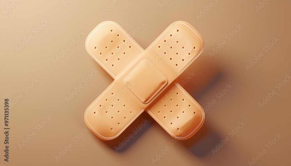 A close-up view of two beige bandages crossing each other on a soft, neutral background, symbolizing care and healing. A close-up view of two beige bandages crossing each other on a soft, neutral background, symbolizing care and healing.
