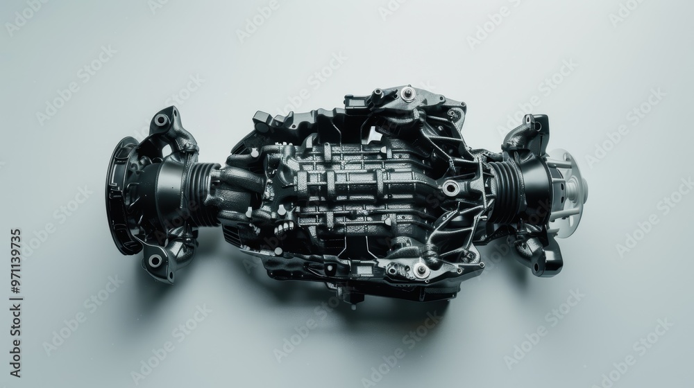 New car transmission lying on clean surface in workshop New car transmission lying on clean surface in workshop