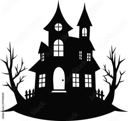 Spokey halloween house art silhouette