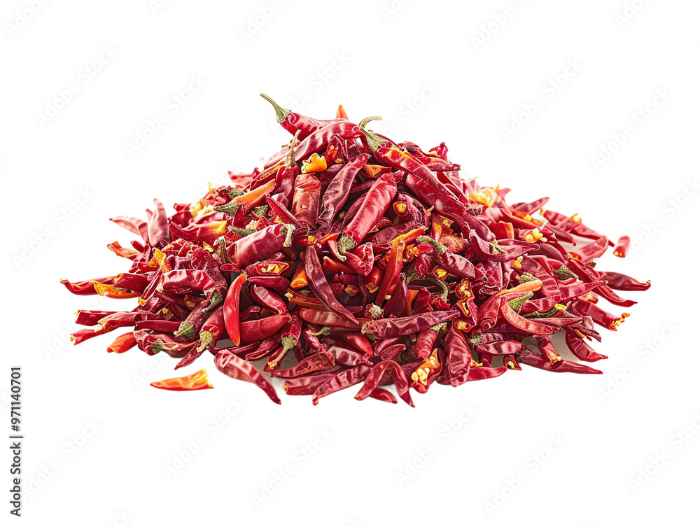 Fototapeta premium pile of chili peppers isolated against a transparent background