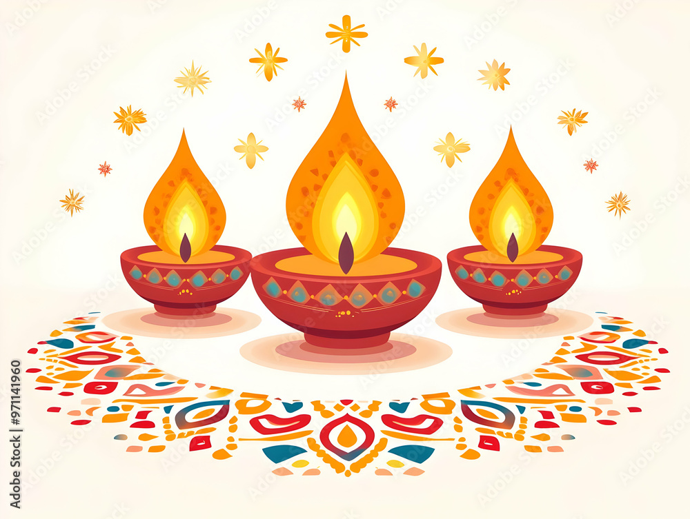 Flat Glossy Background with Diwali Lamps and Swirling Floral Designs - Vibrant Vector Illustration Celebrating the Festive Spirit of Diwali for Background Banners Flat Glossy Background with Diwali Lamps and Swirling Floral Designs - Vibrant Vector Illustration Celebrating the Festive Spirit of Diwali for Background Banners