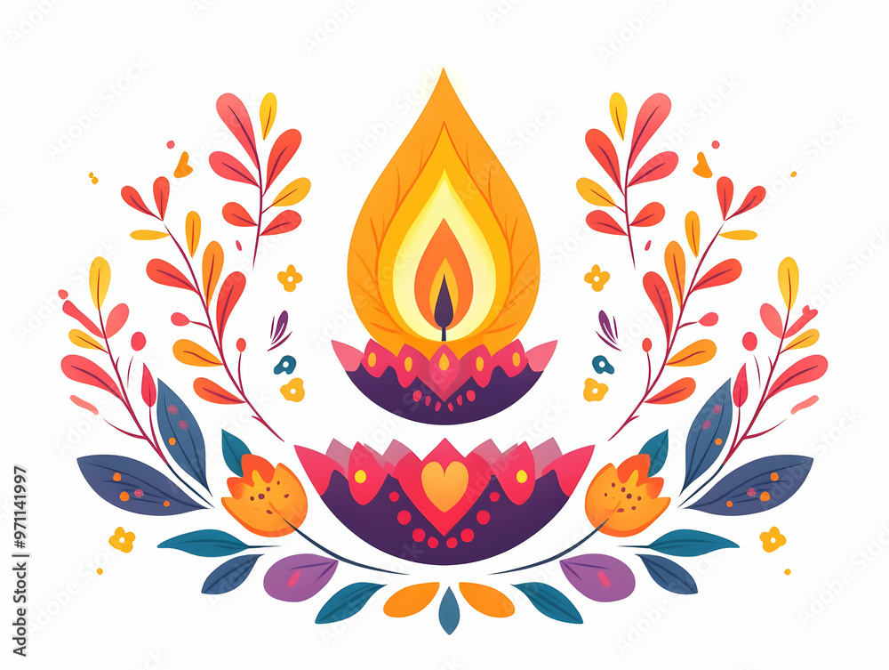Abstract Diwali Diya and Floral Pattern - Isolated Vector Design Capturing Cultural Beauty and Festive Energy for Celebratory Themes Abstract Diwali Diya and Floral Pattern - Isolated Vector Design Capturing Cultural Beauty and Festive Energy for Celebratory Themes
