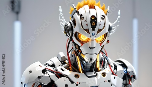 Isolated Cyborg Sun Wukong Robotic Chinese Monkey God Background photo