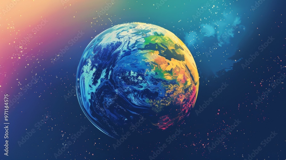 Obraz premium Vibrant Depiction of a Captivating Planetary Sphere in Space