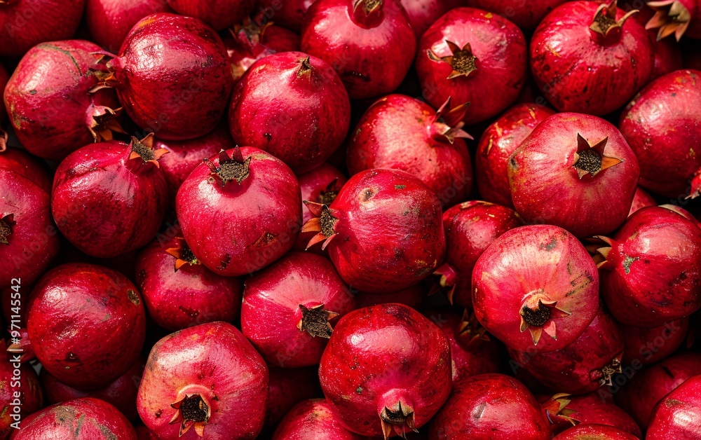 Many fresh ripe pomegranates as background Many fresh ripe pomegranates as background