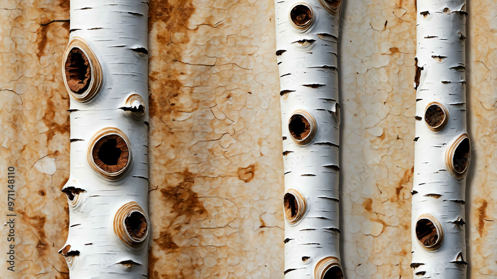 Fototapeta premium Piece of birch bark with plain white background