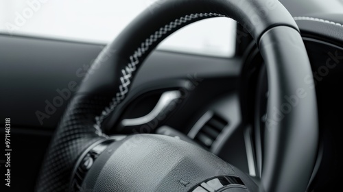 Wallpaper Mural Modern car interior with black leather and chrome accents Torontodigital.ca