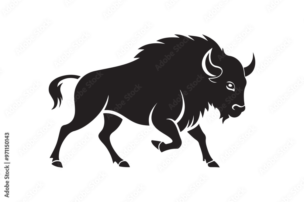 Fototapeta premium Bison silhouette vector illustration, Bison silhouette vector, Bison silhouette PNG