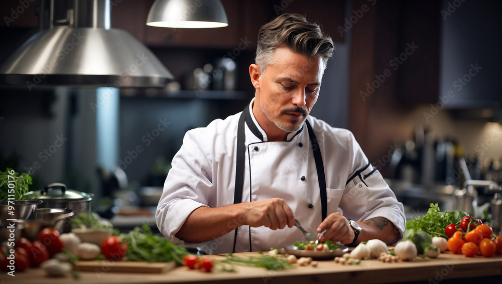 Male Chef Preparing Food Male Chef Preparing Food
