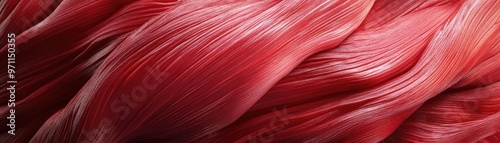 Close-up of vibrant red hair strands highlighting texture and shine, perfect for beauty and fashion themes.