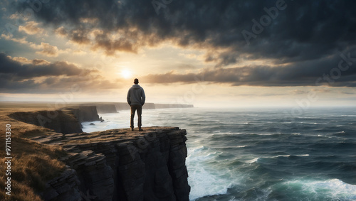 Man Standing on a Cliff