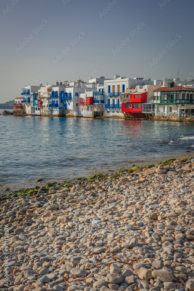 Mykonos Venice during summer day. This is the most beautifull view in this island.