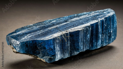 Rough blue kyanite with plain background photo