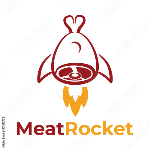meat rocket minimalist logo design
