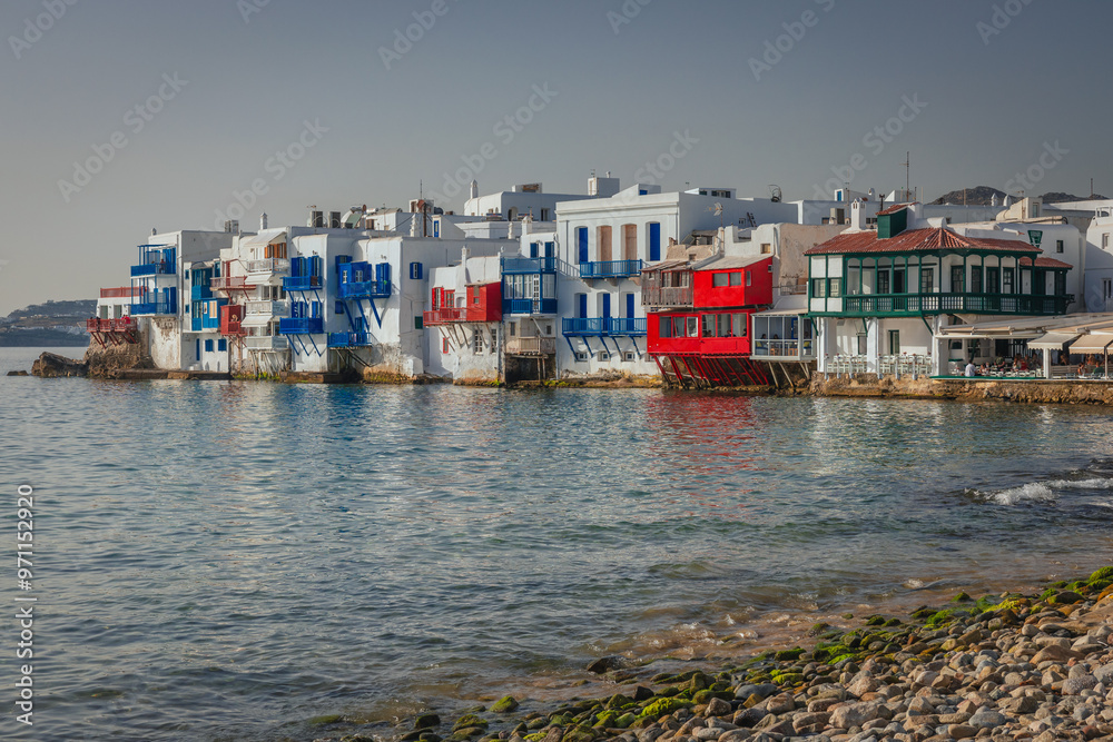 Mykonos Venice during summer day. This is the most beautifull view in this island.