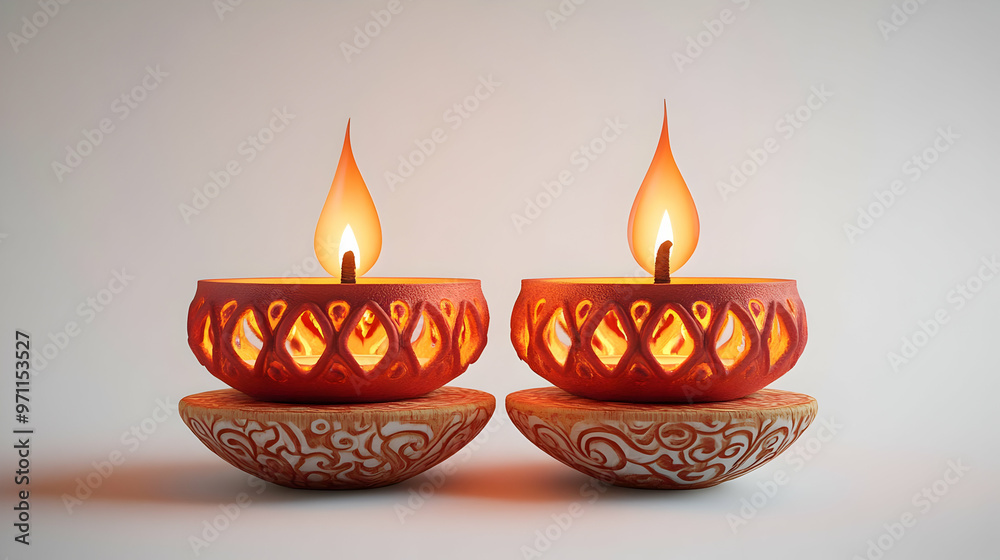 3D Diwali Lantern and Diyas with Floating Patterns - Abstract Vector Design Isolated on White Background Celebrating the Festive Spirit of Diwali 3D Diwali Lantern and Diyas with Floating Patterns - Abstract Vector Design Isolated on White Background Celebrating the Festive Spirit of Diwali