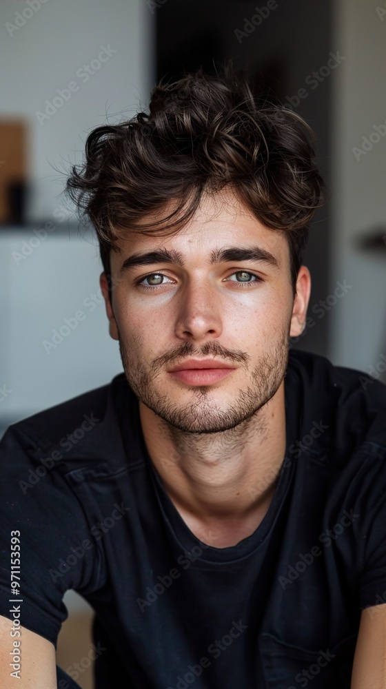 Portrait of a Handsome Young Man with Wavy Hair Portrait of a Handsome Young Man with Wavy Hair