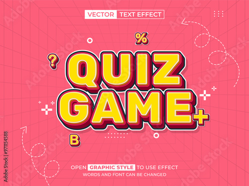 quiz game editable text, font effect, 3d text for title