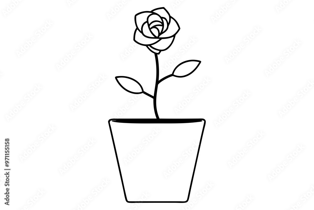 Rose Tree with Black Rose in Pot on White Background Vector Illustration, SVG, Cut Files for Cricut & Silhouette Rose Tree with Black Rose in Pot on White Background Vector Illustration, SVG, Cut Files for Cricut & Silhouette