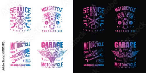 Set of retro posters. Original vector illustration in vintage style. T-shirt design.