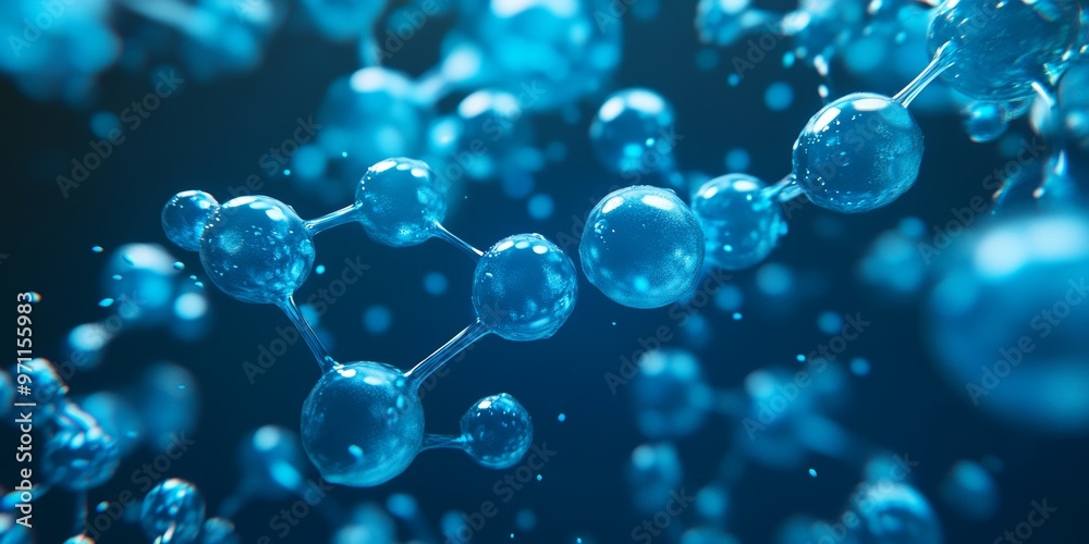 Vibrant Molecular Fluid Art with Dynamic Blue Spheres and Organic Patterns Vibrant Molecular Fluid Art with Dynamic Blue Spheres and Organic Patterns