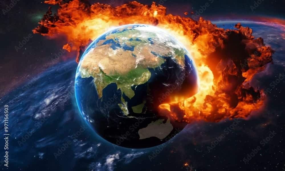Apocalypse, end of the world, exploding earth, extinction. Generative AI Apocalypse, end of the world, exploding earth, extinction. Generative AI