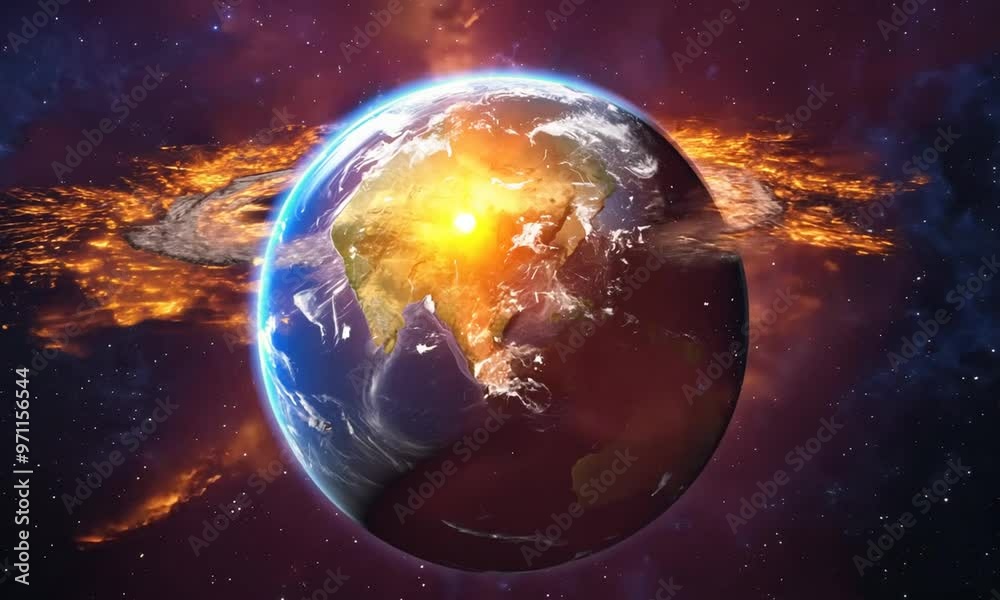 Apocalypse, end of the world, exploding earth, extinction. Generative AI