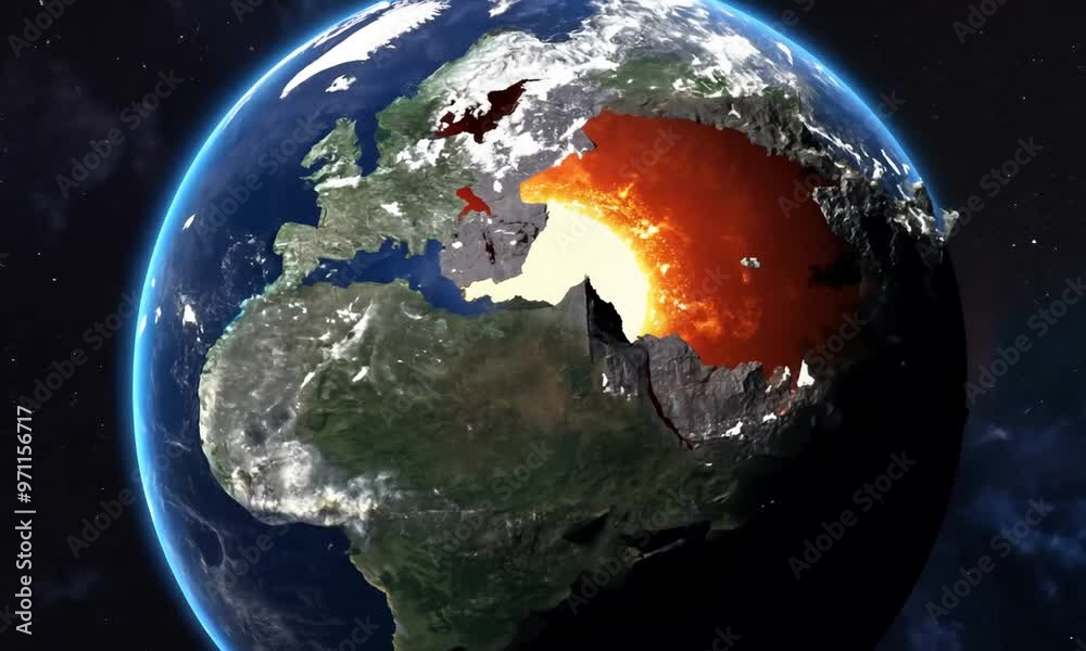 Apocalypse, end of the world, exploding earth, extinction. Generative AI
