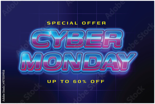 Special offer Cyber Monday poster with text effect