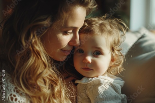 A warm and tender moment between a mother and her child, capturing love and connection in soft lighting.