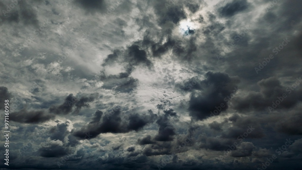 Εκτύπωση καμβά Dark sky with heavy clouds and faint light