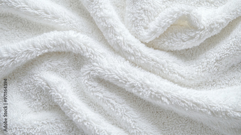 Close-Up of White Plush Towel Texture with Fluffy Folds, Spa and Beauty Salon Concept. AI generated illustration Close-Up of White Plush Towel Texture with Fluffy Folds, Spa and Beauty Salon Concept. AI generated illustration