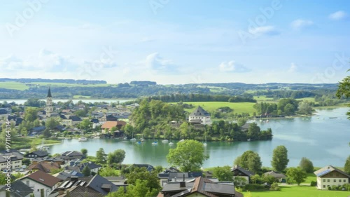 The village of Mattsee on the Obertrum See (Lake Obertrum) in the state of Salzburg, Austria. Timelapse  Video